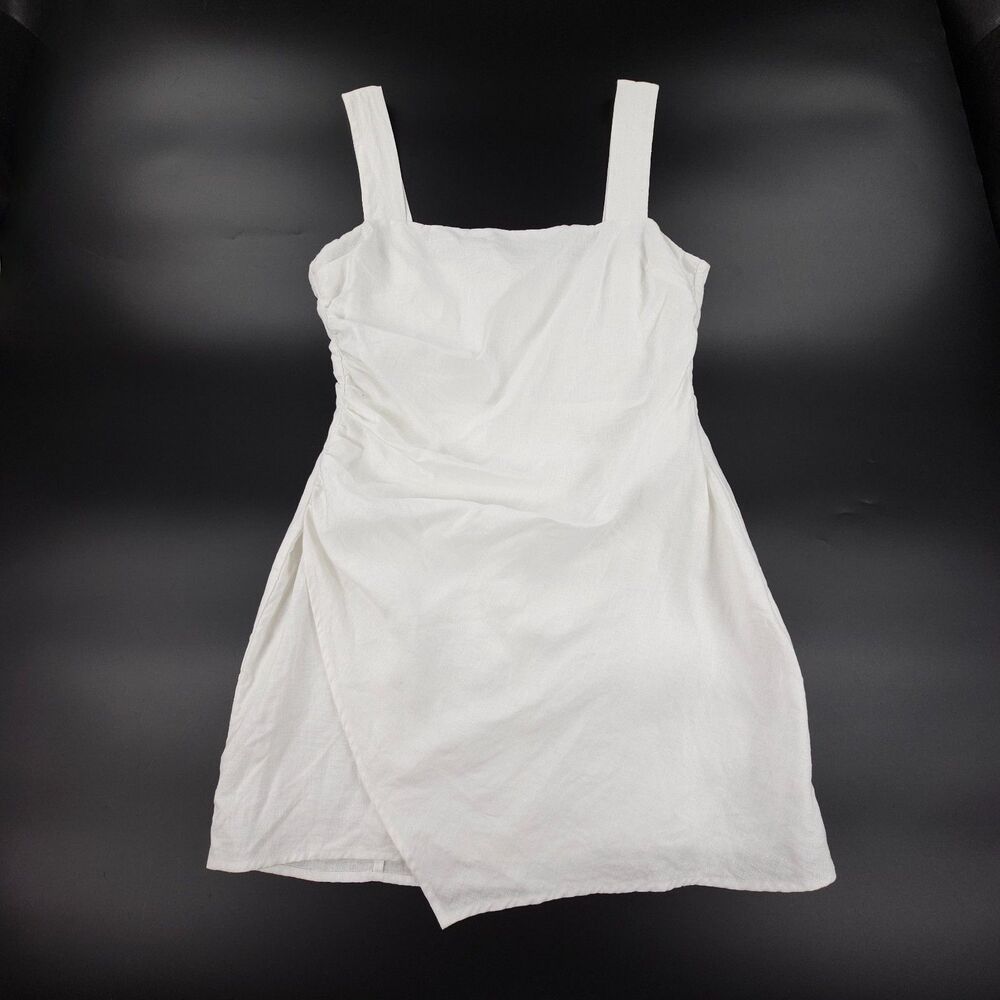 REFORMATION Kerrigan Linen Dress White Quiet Luxury Resort Minimal Cottagecore